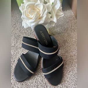 Aubrey Lynn Black Embellished rhinestone Women's Sandals, 8 1/2